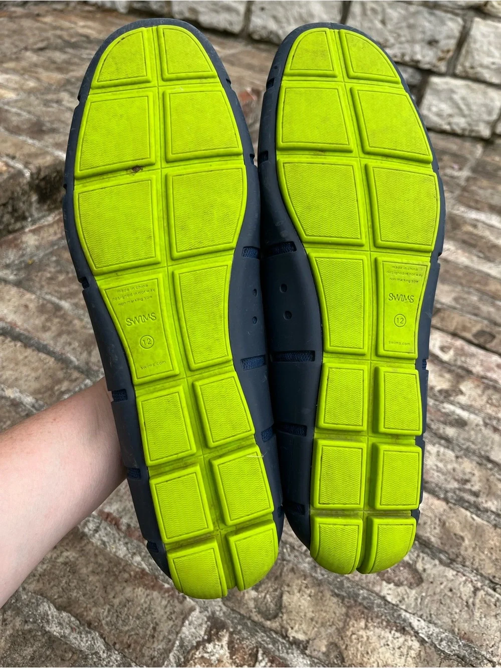 Swims Braided Lace Loafers Men's Size 12 Navy/Lime Moccasins Driving Water Shoes
